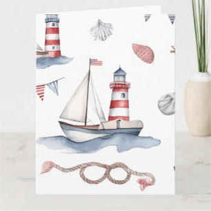 Küstenschifffahrt 4. Juli-Segelboote Leuchtturm  Karte