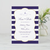 Küstenschifffahrt Elegantes Foto Hochzeit Save The Date (Stehend Vorderseite)