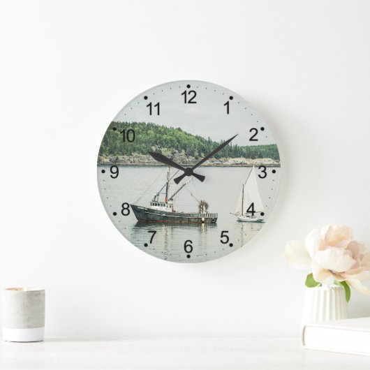 Küstenschifffahrt Maine Bar Harbour Große Wanduhr (Zuhause)