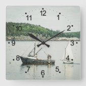 Küstenschifffahrt Maine Bar Harbour Quadratische Wanduhr (Vorderseite)