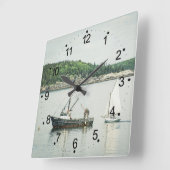 Küstenschifffahrt Maine Bar Harbour Quadratische Wanduhr (Winkel)