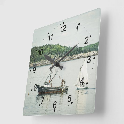 Küstenschifffahrt Maine Bar Harbour Quadratische Wanduhr (Winkel)