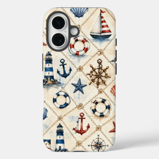 Küstenschifffahrt Nahtloses Muster Case-Mate iPhone Hülle (Rückseite)