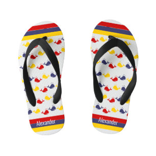 Küstenschifffahrt Navy Blau Rot Gelb Wal Kinderbadesandalen