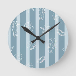 Küstenschifffahrtsmuster Blaue Meeresmuschel & S Runde Wanduhr