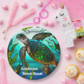 Küstenschildkröten Tropisch Aquamarin Blau Grün Pappteller (Party)