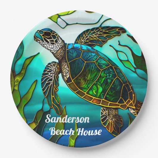 Küstenschildkröten Tropisch Aquamarin Blau Grün Pappteller (Vorderseite)