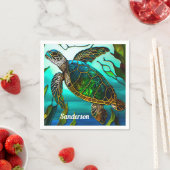 Küstenschildkröten Tropisch Aquamarin Blau Grün Serviette (Beispiel)