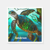 Küstenschildkröten Tropisch Aquamarin Blau Grün Serviette (Vorderseite)