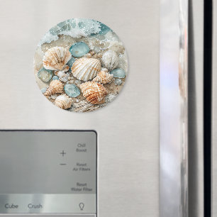 Küstenschnecken-Aquarell-Treibholz-Szene Magnet