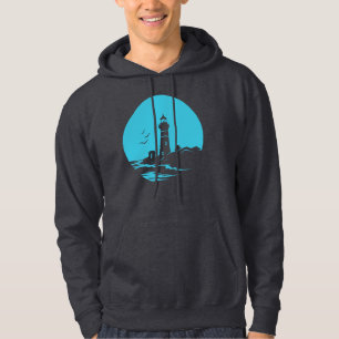 Küstenschutz-Leuchtturm-Landschaftssilhouette Hoodie