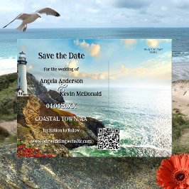 Küstenschutz-Leuchtturm-Nautisch Save the Date Ankündigungspostkarte