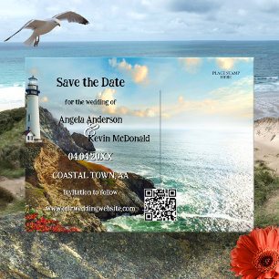 Küstenschutz-Leuchtturm-Nautisch Save the Date Ankündigungspostkarte