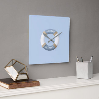 Küstenschwimmring Blau Quadratische Wanduhr