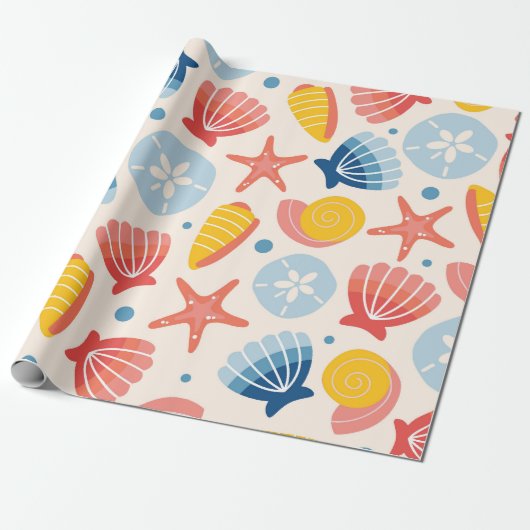 Küstenseegale und Sternfischmuster Geschenkpapier (Ungerollt)