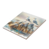 Küstenseemöwen Aquarell-Seelandschaft Fliese (Seite)