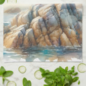 Küstenseemöwen Aquarell-Seelandschaft Geschirrtuch (Gefaltet)