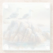 Küstenseemöwen Aquarell-Seelandschaft Glasuntersetzer (Rückseite)