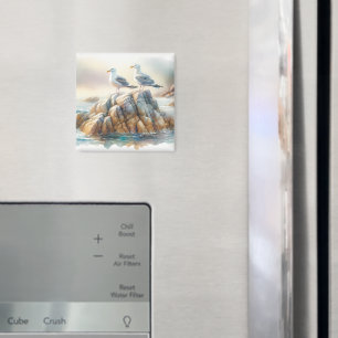 Küstenseemöwen Aquarell-Seelandschaft Magnet