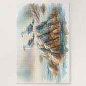 Küstenseemöwen-Aquarell-Seelandschaft Puzzle (Vertikal)