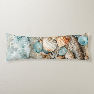 Küstenseemuscheln Aquarell Treibholz Szene Seitenschläferkissen