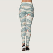 Küstenseestern auf Aqua-Sandwellen-Muster (7) Leggings (Rückseite)