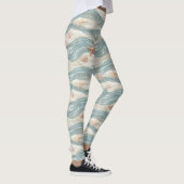Küstenseestern auf Aqua-Sandwellen-Muster (7) Leggings (Rechts)