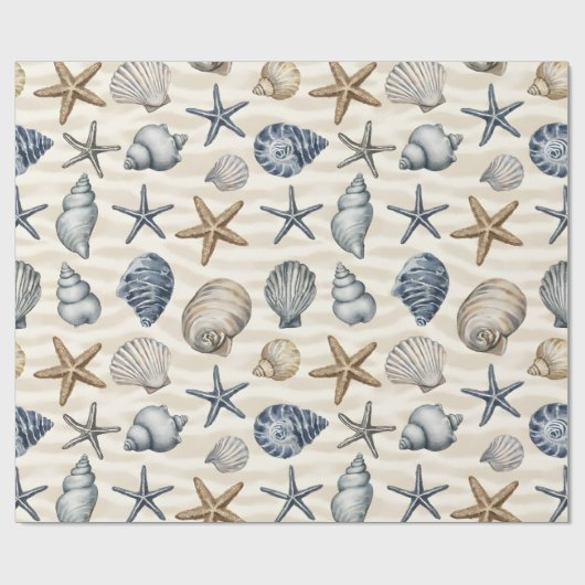 Küstenseestern Muscheln Elemente Design 391 Geschenkpapier (Flach)