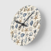 Küstenseestern Muscheln Elemente Design 391 Runde Wanduhr (Winkel)