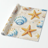 Küstenseesterne Strandmuster Geschenkpapier (Ungerollt)