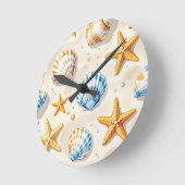 Küstenseesterne Strandmuster Runde Wanduhr (Winkel)