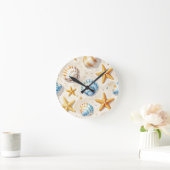 Küstenseesterne Strandmuster Runde Wanduhr (Zuhause)