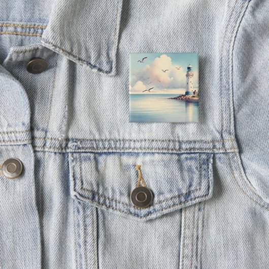 Küstenseezeichen Möwen Pastellhimmel Gelassenheit Button (Beispiel)