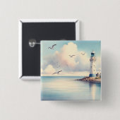 Küstenseezeichen Möwen Pastellhimmel Gelassenheit Button (Vorne & Hinten)