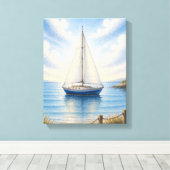 Küstensegelboot auf gespannter Leinwand als Wandbe (Insitu (Holzboden))