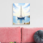 Küstensegelboot auf gespannter Leinwand als Wandbe (Insitu (Wohnzimmer))