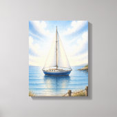Küstensegelboot auf gespannter Leinwand als Wandbe (Vorderseite)