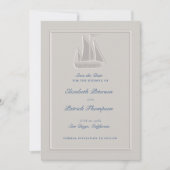 Küstensegelboot Elfenbein Formale Hochzeit Save The Date (Vorderseite)