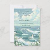 Küstensegelboot Ozean-Hochzeit RSVP Karte (Vorderseite)