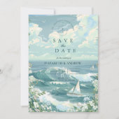 Küstensegelboot-Ozean-Hochzeit Save The Date (Vorderseite)