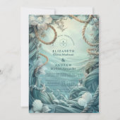 Küstenseil Botanische Ozean Hochzeit Einladung (Vorderseite)