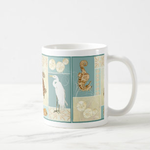 Küstenseite Ozean Strand Collage Meeresschildkröte Kaffeetasse