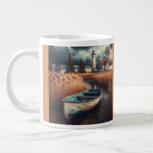 Küstenserentität: Leuchtturm und Ruderboot Jumbo-Tasse
