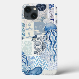 Küstenserentität: Tiefblaue Meeresleben-Collage Ed Case-Mate iPhone Hülle