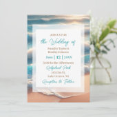 Küstenshoreline Elegante Hochzeit Einladung (Stehend Vorderseite)