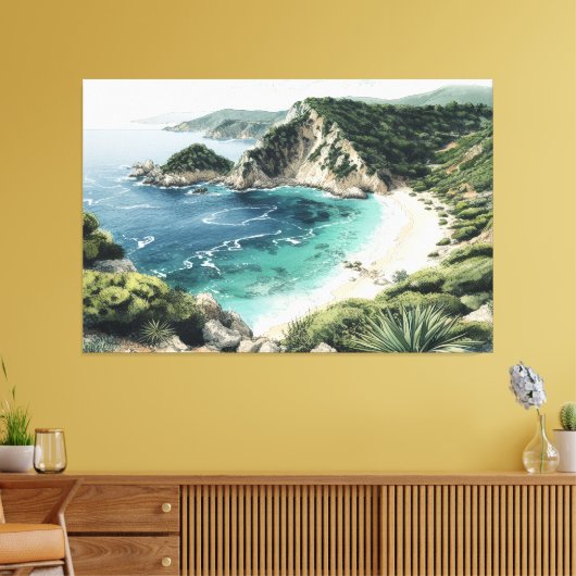 Küstensicht auf Palaiokastritsa Malerei, Korfu, Leinwanddruck (Insitu (Wohnzimmer))