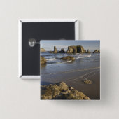 Küstensicht, Bandon, Oregon Button (Vorne & Hinten)