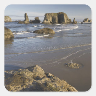 Küstensicht, Bandon, Oregon Quadratischer Aufkleber