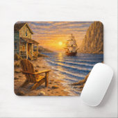 Küstensonnenuntergangs-Segelmäuseunterlage Mousepad (Mit Mouse)