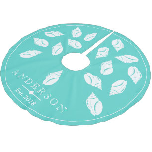 Küstenspirale Seashell & Sea Glass Green   Benutze Polyester Weihnachtsbaumdecke